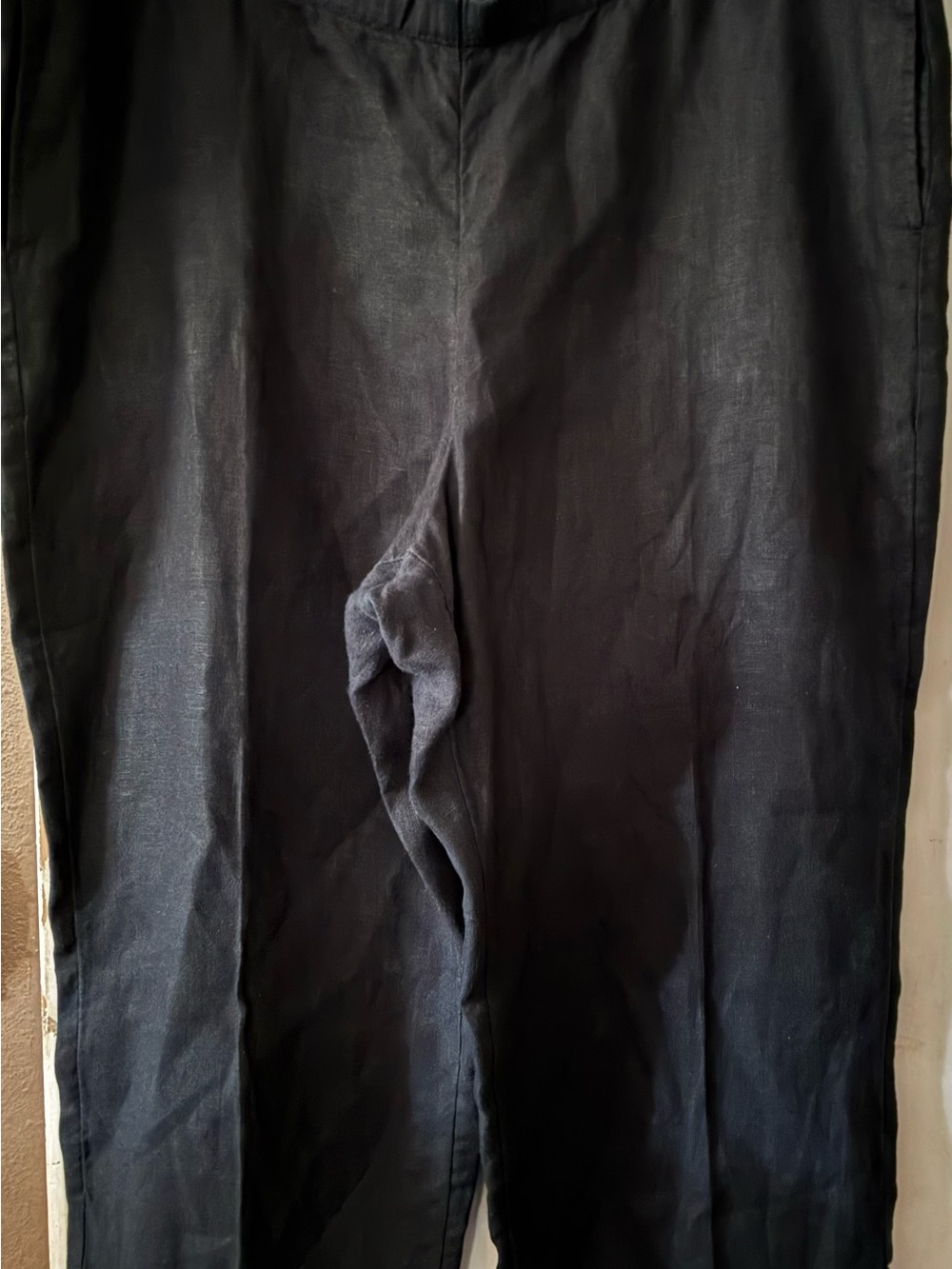 J. Jill Black Wide-Leg Pull-On Pants linen size xl cropped
